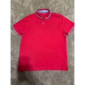Tommy Hilfiger Men's Red Polo Shirt - Size L